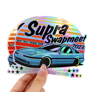 Custom Logo Die Cut Laser Holographic Sticker Waterproof Adhesive Cartoon Style Hologram Promotional Stickers