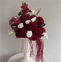 Boules de fleurs artificielles personnalisées en gros, roses bordeaux, centres de table pour la décoration de mariages d'automne, événements et fêtes