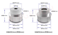 Courroie de distribution pour imprimante 3D P36-GT2-6-BF 30 dents 5mm largeur 6mm trou intérieur poulie à courroie ronde en acier Nylon Support OEM personnalisé