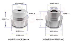 P36-GT2-6-BF cinghia dentata per stampante 3D 30 denti 5mm larghezza 6mm foro interno in Nylon acciaio tondo puleggia a cinghia personalizzata supporto OEM - Product Image 6