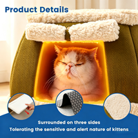 Niche pour chat en peluche à motif uni, confortable, pour petit chien, abri en feutre, tente chauffante, lit respirant, durable et pliable