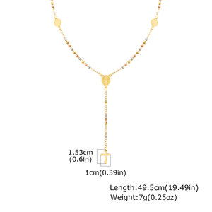 Collares Religiosos de Acero Inoxidable con Cuentas, Collar de Rosario con Cruz de Oro Sólido de 14k y 18k para Mujer - Product Image 5