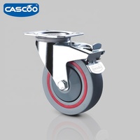 Roues pivotantes industrielles CASCOO en polypropylène de 4/5 pouces avec roulement à billes pour conteneurs à roulettes en treillis métallique