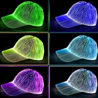 Conception personnalisée Casquettes de baseball lumineuses colorées à LED lumineuses Chargement USB Casquettes lumineuses pour la fête de Noël Festival Musique Événement