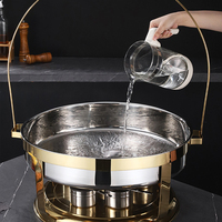 Grand réchaud à buffet en acier inoxydable de 20 L, chauffage au gaz, marque HC