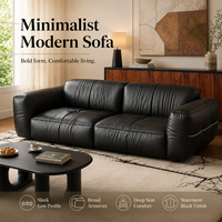 Schwarzes Getuftetes 3-Sitzer Lounge-Sofa mit Tiefen Plüschkissen und Breiten Armlehnen für Wohnzimmer Hotel Apartment Schlafzimmer
