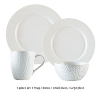 Services de table en céramique blanche texturée martelée, ensemble moderne d'assiettes, de bols et de tasses en porcelaine pour la maison et la restauration