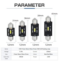 Ampoule LED de voiture JG Auto, lampe de lecture intérieure, Festoon 1860 Chips 31mm 36mm 39mm 41mm, éclairage intérieur de voiture LED Festoon