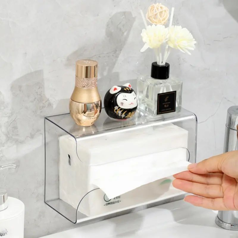 Wandgemonteerde Tissue Dispenser Box Acryl Papieren Handdoekhouder Voor Badkamer Toilet Keuken Kantoor