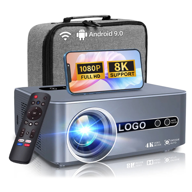 High Definition 8K Projector Smart Android Wireless Dual Wifi Bt6.0 Short Throw Auto Focus 1080P Home Cinema Outdoor Movie