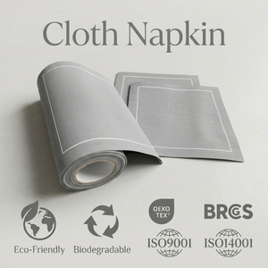 Servilletas de Cóctel Cuadradas Desechables Grises 100% Algodón Ecológicas Personalizables Impresas para Uso en Hoteles, Restaurantes y Aviones - Product Image 1