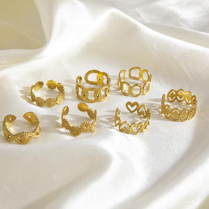 Fashion <b>Rings</b> Women Geometric Flower Heart Shape Open Design <b>Titanium</b> Steel Jewelry Gift Yiwu Origin - Product Image 4