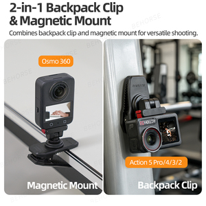 Clip de sac à dos réglable 2-en-1 et support magnétique, prise en charge améliorée et application étendue pour accessoires DJI OSMO 360/Action 5Pro/4/3/2 - Product Image 6