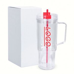 Vaso de Viaje Personalizado de 40 oz con Doble Pared, Tipo Globo de Nieve, Libre de BPA, con Pajita de Plástico, Tapa Reutilizable, Asa y Diseño de Dibujos Animados - Product Image 3