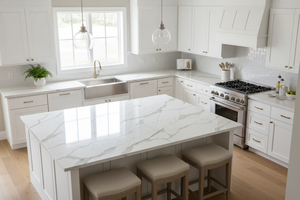 FREE SAMPLE 100% VIETNAM ARTIFICIAL QUARTZ CALACATTA VILLA MODERN BIG SLAB for KITCHEN & BATHROOM - Product Image 3