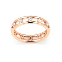 Bague empilable Gemnel en zircone cubique, alliance éternité plaquée or 18 carats, double bande ajourée pour femme, bijou cadeau