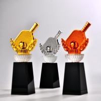 Trofeo de Cristal para Tenis de Mesa con Grabado Láser de Forma Geométrica Personalizable al por Mayor