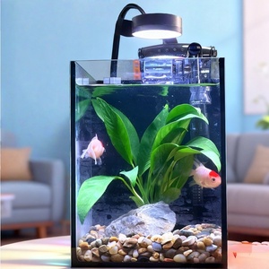 JSD Groothandel Jinjing Modern Ultra Helder Glas 5L Zwarte Achtergrond DIY Bureau <span class=keywords><strong>Aquarium</strong></span> Ecologisch Vis Schildpad <span class=keywords><strong>Aquarium</strong></span> LED Verlichting - Product Image 2