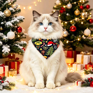Yisi Écharpe de Noël triangulaire imprimée pour chat, à porter autour du cou, décoration - Product Image 1