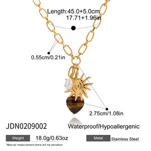 J & D Vintage Otoño Invierno joyería Acero inoxidable sol agua dulce perla tubo facetado redondo corazón Tigereye collar - Product Image 3