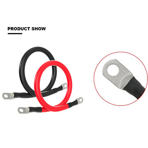 Câble de <span class=keywords><strong>batterie</strong></span> 1/0 AWG 50 mm² avec borne à œillet en cuivre étamé M8 3/8 po, 1 pi, pour pack de batteries, onduleur solaire, stockage d'énergie, VR - Product Image 4