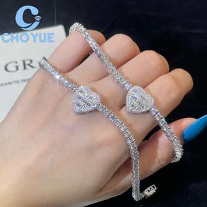 En gros, Ensemble de colliers chaîne tennis en argent sterling 925 avec moissanite 3MM de forme fantaisie, passe le testeur de diamant, pour hommes et femmes, avec GRA - Product Image 3