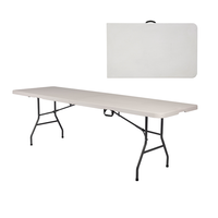 Tables pliantes rectangulaires blanches en plastique moulé par soufflage de 8 pieds pour événements extérieurs, portables, vente en gros