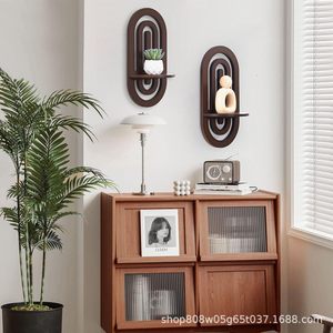 Estante de pared geométrico moderno, estante de madera para plantas, para uso en interiores y exteriores, estantes de exhibición de pared de color retro. - Product Image 2