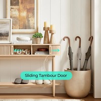 Service OEM ODM, table console robuste de style farmhouse avec plateau spacieux et portes coulissantes à tambours