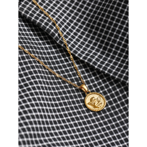 JINYOU-<span class=keywords><strong>Collar</strong></span> con colgante de Ángel de acero inoxidable, <span class=keywords><strong>Collar</strong></span> redondo de 18K de Color dorado de alta calidad, 2029 - Product Image 2