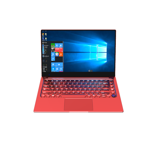 Wholesale 14.1 Inch 1k 4k 3840*2160 IPS FHD Screen N5095 CPU LPDDR4-16GB Backlit Keyboard Red/Silver Metal case Win 10 Laptop