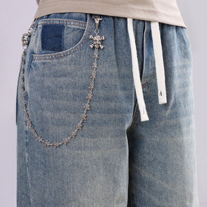 โซ่คาดเอวทรงหัวกะโหลก วัสดุโลหะผสมสังกะสี แบบชั้นเดียว สไตล์ฮิปฮอป สำหรับกางเกงยีนส์ แฟชั่นลำลอง โซ่ประดับร่างกาย - Product Image 2