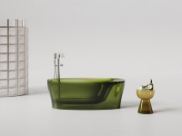 Baignoire autoportante de luxe en résine cristalline transparente, ovale moderne, monobloc sans joint, pour villas de luxe et salles de bain d'hôtels