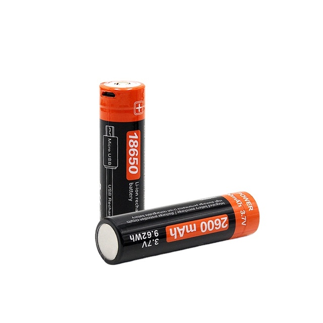 Doublepow New Arrival 2600mAh 3.7V ICR 18650 USB Rechargeable Lithium Ion Battery for Solar Boat Toys Consumer Electronics