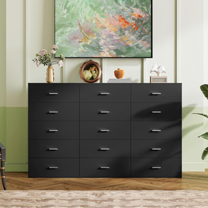 <span class=keywords><strong>Commode</strong></span> haute à <span class=keywords><strong>5</strong></span> <span class=keywords><strong>tiroirs</strong></span> en bois noir fabriquée à la main de style européen moderne avec rangement pour la chambre d'enfant - Product Image 3