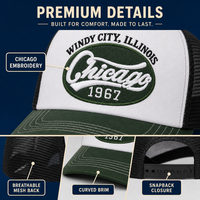 Casquette de baseball personnalisée style Trucker Chicago, dos en maille, visière courbée, Windy City 1967 Vintage, 4 couleurs assorties, unisexe, vente en gros, OEM