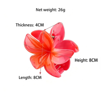 Jepit Rambut Plastik Bunga Plumeria Frangipani Gradasi 8cm, Aksesoris Rambut Pantai Musim Panas yang Tahan Lama