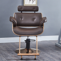 Chaise de barbier pivotante au design moderne avec cadre marron, prix de gros usine, chaises de coiffure en acier inoxydable