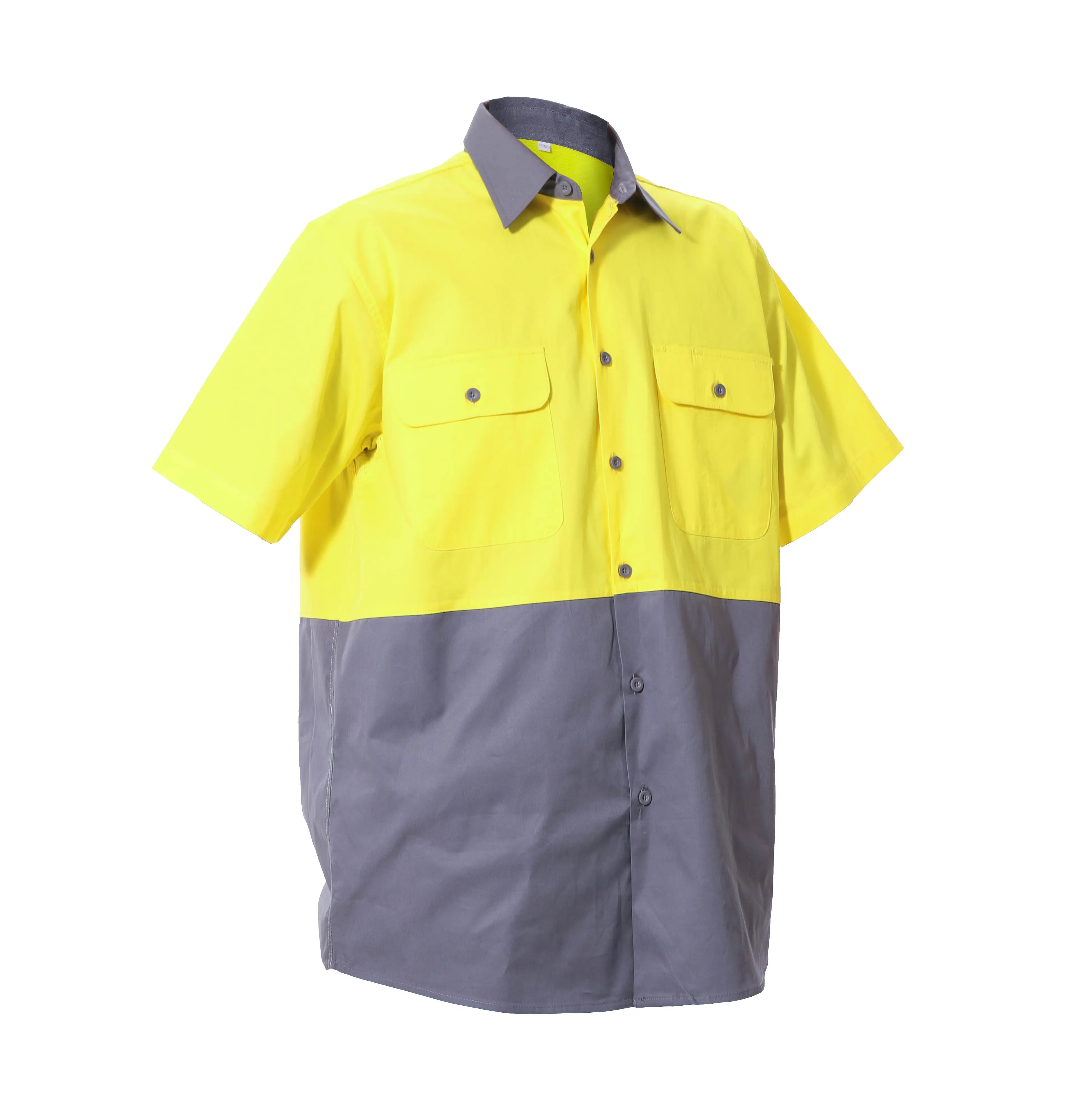 ベストセラーの視認性の高い反射安全ショートシャツHiVisホットワークウェア男性用チェストポケット付き作業服