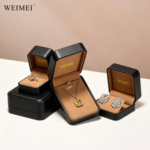WEIMEI Custom Logo Minimalist Luxury PU Leather <b>Ring</b> Necklace Earrings Packaging Luxury Wholesale Gift Packaging Jewelry <b>Box</b> - Product Image 1