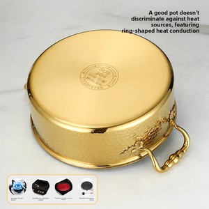 Olla Coreana <span class=keywords><strong>de</strong></span> <span class=keywords><strong>Acero</strong></span> <span class=keywords><strong>Inoxidable</strong></span> 304 Martillado, Olla Japonesa Shabu para Cocinar, Ideal para Restaurantes, Apta para Gas e Inducción, Superventas - Product Image 6