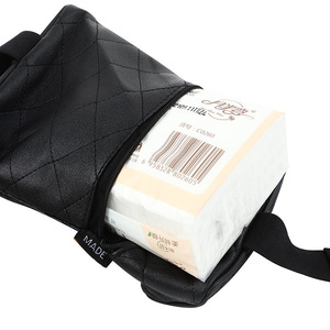 Caja de pañuelos para coche, funda trasera de cuero portátil para asiento, 17x11,5x7,5 cm, patrón de diamantes para uso en el interior del coche - Product Image 3