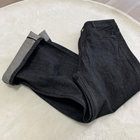Jeans en denim japonais selvedge de haute qualité, tissu denim brut 14 oz, pantalon avec logo personnalisé, tendance décontractée, coupe ample, jambes larges pour hommes