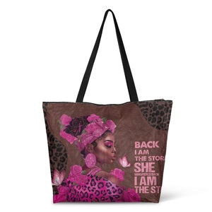 Bolso de mano duradero con diseño de niña africana para mujer, bolso de papel Dupont de protección del medio ambiente, MOQ bajo estampado Dropship Totes para dama - Product Image 2
