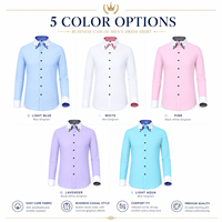 Chemise habillée en twill pour homme, 60 % polyester 40 % coton, col boutonné, manches longues, style business décontracté avec détails contrastants