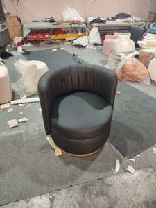 360-degree Rotation Modern Stainless Steel Fabric Upholstered Tufted Leisure Chair for <b>Living</b> <b>Room</b> - Product Image 6