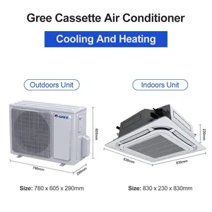 Gree เครื่องปรับอากาศติดเพดาน18000btu 380-415โวลต์50เฮิร์ตสำหรับทำความเย็นและให้ความร้อน