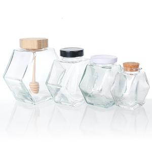 Baru heksagonal unik Promosi berbagai ukuran Airtight kaca penyimpanan Jar kaca madu Jar 100ml 180ml 280ml 380ml 500ml - Product Image 6