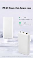 Batterie externe Wopow PQ20 Li-Polymère, charge rapide Qualcomm QC3.0, 20000mAh, 3 ports USB, Type-C, Micro USB, sortie 20W, LED