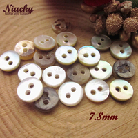 Boutons plats lavables Niucky 6mm 7mm en coquillages Akoya naturels à 2 trous pour vêtements de poupées, artisanat, décoration et accessoires de couture